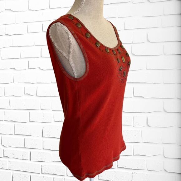 Dress Barn, XL, Burnt Orange Tank with Copper Embellishments - Picture 3 of 5